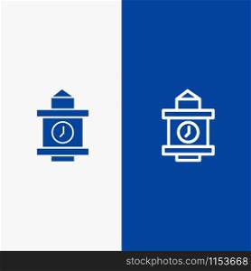 Train, Time, Station Line and Glyph Solid icon Blue banner Line and Glyph Solid icon Blue banner