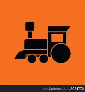 Train toy ico. Orange background with black. Vector illustration.