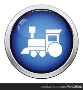 Train toy icon. Glossy button design. Vector illustration.
