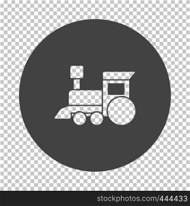 Train toy icon. Subtract stencil design on tranparency grid. Vector illustration.