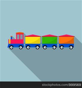 Train toy with wagon icon. Flat illustration of train toy with wagon vector icon for web design. Train toy with wagon icon, flat style