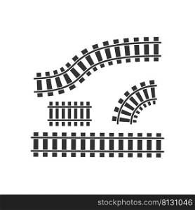 Train track icon. Rail road illusration symbol. Sign railway element vector.