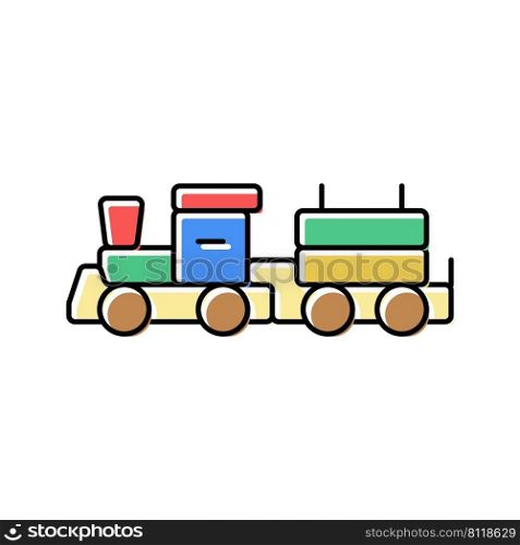 train wooden toy color icon vector. train wooden toy sign. isolated symbol illustration. train wooden toy color icon vector illustration