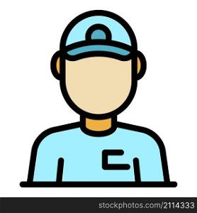 Train worker icon. Outline train worker vector icon color flat isolated. Train worker icon color outline vector