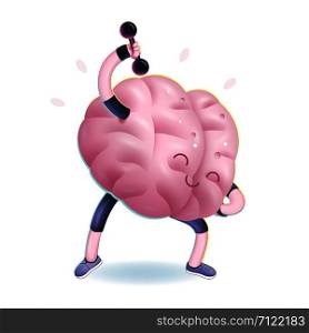 Train your brain series - the vector illustration of brains activity, dumbbells exercises. Part of a Brain collection.. Train your brain, dumbbells exercises