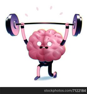 Train your brain series - the vector illustration of training brain activity, weightlifting. Part of a Brain collection.. Train your brain, weightlifting