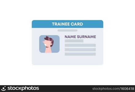 Trainee id card template. Identification card athlete and subscribes to fitness room plastic data badge secure with pass personal information character with photo and signature of vector identity.. Trainee id card template. Identification card athlete and subscribes to fitness room plastic data badge.