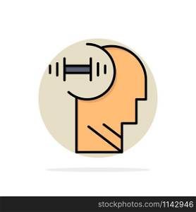Training, Brian, Dumbbell, Head Abstract Circle Background Flat color Icon