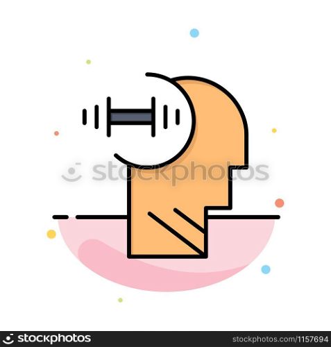 Training, Brian, Dumbbell, Head Abstract Flat Color Icon Template