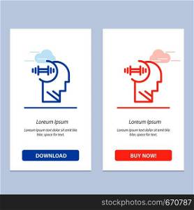Training, Brian, Dumbbell, Head Blue and Red Download and Buy Now web Widget Card Template