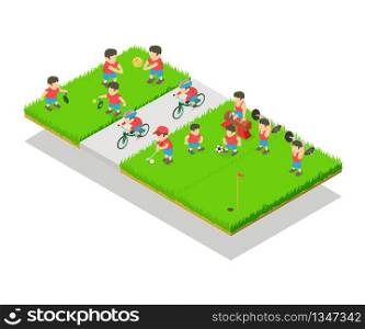 Training concept banner. Isometric banner of training vector concept for web, giftcard and postcard. Training concept banner, isometric style