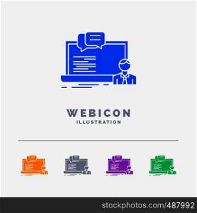 training, course, online, computer, chat 5 Color Glyph Web Icon Template isolated on white. Vector illustration. Vector EPS10 Abstract Template background
