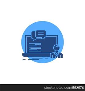 training, course, online, computer, chat Glyph Icon.. Vector EPS10 Abstract Template background