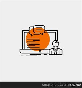 training, course, online, computer, chat Line Icon. Vector EPS10 Abstract Template background