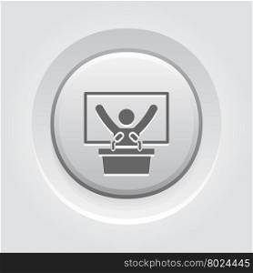 Training Icon. Business Concept. Training Icon. Business Concept. Grey Button Design