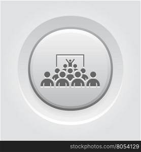 Training Icon. Grey Button Design. Training Icon. Business Concept. Group of People on Conference. Grey Button Design. Isolated Illustration. App Symbol or UI element.