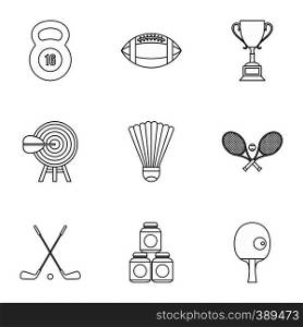 Training icons set. Outline illustration of 9 training vector icons for web. Training icons set, outline style