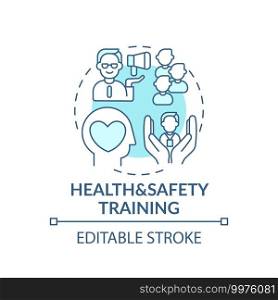 Training of safety and health concept icon. Knowledge and skills idea thin line illustration. Work safely and avoid creating hazards. Vector isolated outline RGB color drawing. Editable stroke. Training of safety and health concept icon