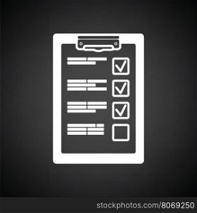Training plan tablet icon. Black background with white. Vector illustration.