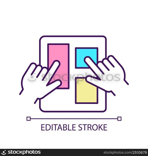 Training RGB color icon. Playing game. Brainteaser. Problem solving. Practice and development. Isolated vector illustration. Simple filled line drawing. Editable stroke. Arial font used. Training RGB color icon