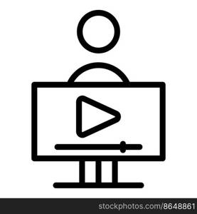 Training screen icon outline vector. Video webinar. Computer online. Training screen icon outline vector. Video webinar