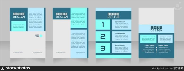 Training seminar blank brochure design. Template set with copy space for text. Premade corporate reports collection. Editable 4 paper pages. Bebas Neue, Lucida Console, Roboto Light fonts used. Training seminar blank brochure design