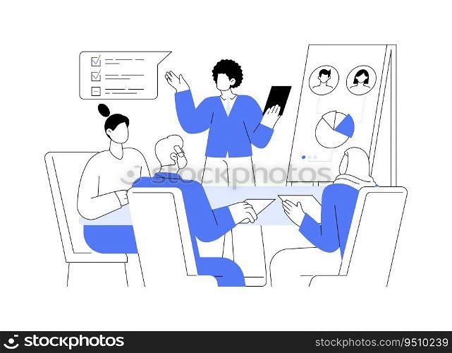 Training survey interviewers abstract concept vector illustration. Group of diverse supervisors during staff meeting, social science and movement, opinion poll workers abstract metaphor.. Training survey interviewers abstract concept vector illustration.