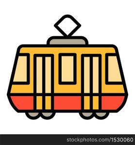 Tram car icon. Outline tram car vector icon for web design isolated on white background. Tram car icon, outline style