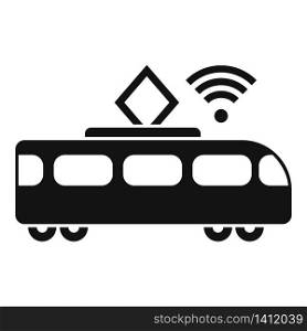 Tram car wifi icon. Simple illustration of tram car wifi vector icon for web design isolated on white background. Tram car wifi icon, simple style