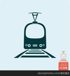 Tram icon isolated. Rail vehicle transportation symbol. Vector illustration. Tram icon isolated