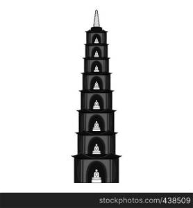 Tran Quoc Pagoda in Hanoi icon in monochrome style isolated on white background vector illustration. Tran Quoc Pagoda in Hanoi icon monochrome
