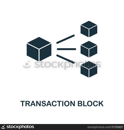 Transaction Block icon. Monochrome style design from blockchain collection. UX and UI. Pixel perfect transaction block icon. For web design, apps, software, printing usage.. Transaction Block icon. Monochrome style design from blockchain icon collection. UI and UX. Pixel perfect transaction block icon. For web design, apps, software, print usage.