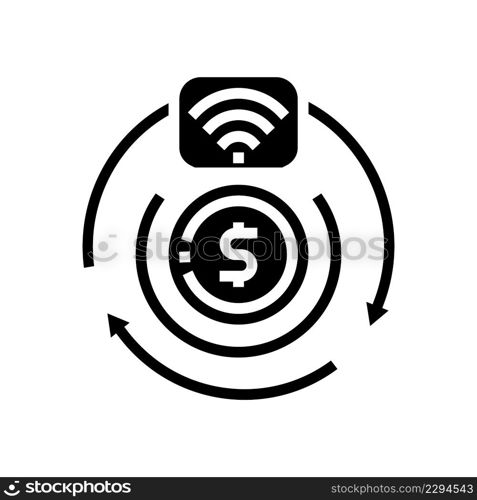 transaction contactless glyph icon vector. transaction contactless sign. isolated contour symbol black illustration. transaction contactless glyph icon vector illustration