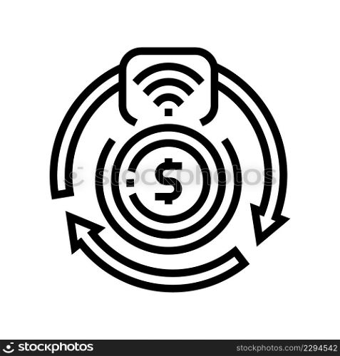 transaction contactless line icon vector. transaction contactless sign. isolated contour symbol black illustration. transaction contactless line icon vector illustration