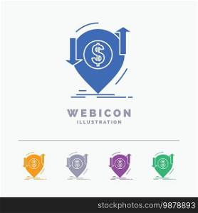 transaction, financial, money, finance, transfer 5 Color Glyph Web Icon Template isolated on white. Vector illustration. Vector EPS10 Abstract Template background