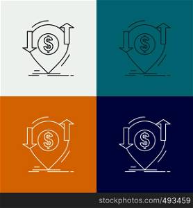 transaction, financial, money, finance, transfer Icon Over Various Background. Line style design, designed for web and app. Eps 10 vector illustration. Vector EPS10 Abstract Template background