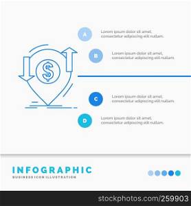 transaction, financial, money, finance, transfer Infographics Template for Website and Presentation. Line Blue icon infographic style vector illustration