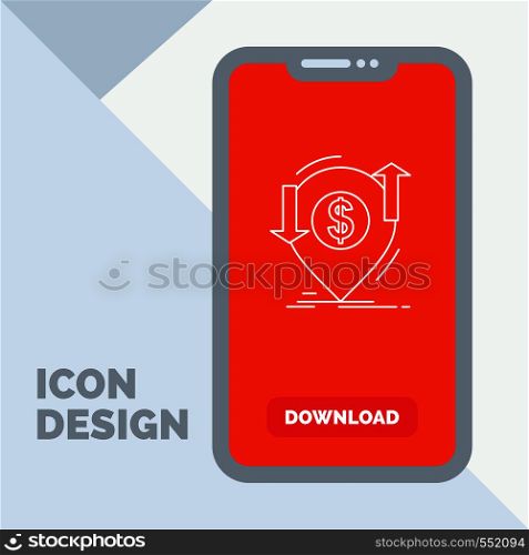 transaction, financial, money, finance, transfer Line Icon in Mobile for Download Page. Vector EPS10 Abstract Template background