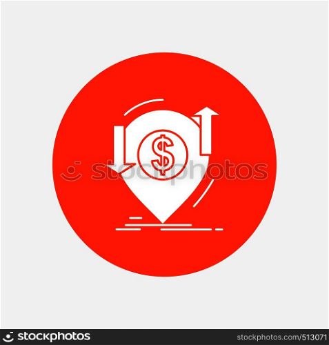 transaction, financial, money, finance, transfer White Glyph Icon in Circle. Vector Button illustration. Vector EPS10 Abstract Template background