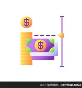 Transaction limit vector flat color icon. Limit for sending online payment and making purchase. Maximum amount of money loan. Cartoon style clip art for mobile app. Isolated RGB illustration. Transaction limit vector flat color icon