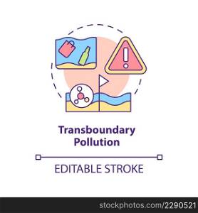 Transboundary pollution concept icon. Water contamination category abstract idea thin line illustration. Damaged ecosystem. Isolated outline drawing. Editable stroke. Arial, Myriad Pro-Bold fonts used. Transboundary pollution concept icon