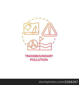 Transboundary pollution red gradient concept icon. Water contamination category abstract idea thin line illustration. Harmful consequences. Isolated outline drawing. Myriad Pro-Bold font used. Transboundary pollution red gradient concept icon