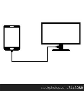 transfer cellphone data to laptop icon logo vector design