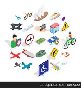 Transfer icons set. Isometric set of 25 transfer vector icons for web isolated on white background. Transfer icons set, isometric style