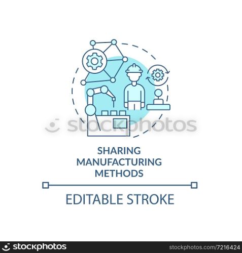 Transfering manufacturing methods concept icon. Factory efficiency growth. Production data dissemination abstract idea thin line illustration. Vector isolated outline color drawing. Editable stroke. Transfering manufacturing methods concept icon