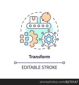 Transform concept icon. Efficiency improvement. Converting internal to external abstract idea thin line illustration. Isolated outline drawing. Editable stroke. Arial, Myriad Pro-Bold fonts used. Transform concept icon