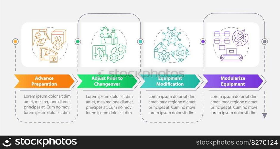 Transform internal into external rectangle infographic template. Data visualization with 4 steps. Editable timeline info chart. Workflow layout with line icons. Myriad Pro-Bold, Regular fonts used. Transform internal into external rectangle infographic template