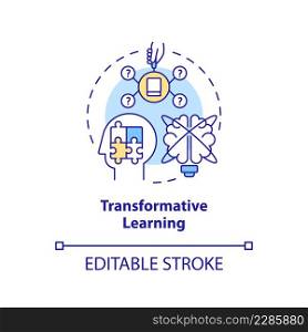 Transformative learning concept icon. Adult education theories and forms abstract idea thin line illustration. Isolated outline drawing. Editable stroke. Arial, Myriad Pro-Bold fonts used. Transformative learning concept icon