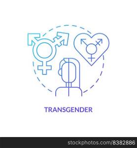 Transgender blue gradient concept icon. Gender identity differs from sex. LGBT community member abstract idea thin line illustration. Isolated outline drawing. Myriad Pro-Bold fonts used. Transgender blue gradient concept icon