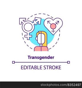 Transgender concept icon. Gender identity differs from sex. LGBT community member abstract idea thin line illustration. Isolated outline drawing. Editable stroke. Arial, Myriad Pro-Bold fonts used. Transgender concept icon